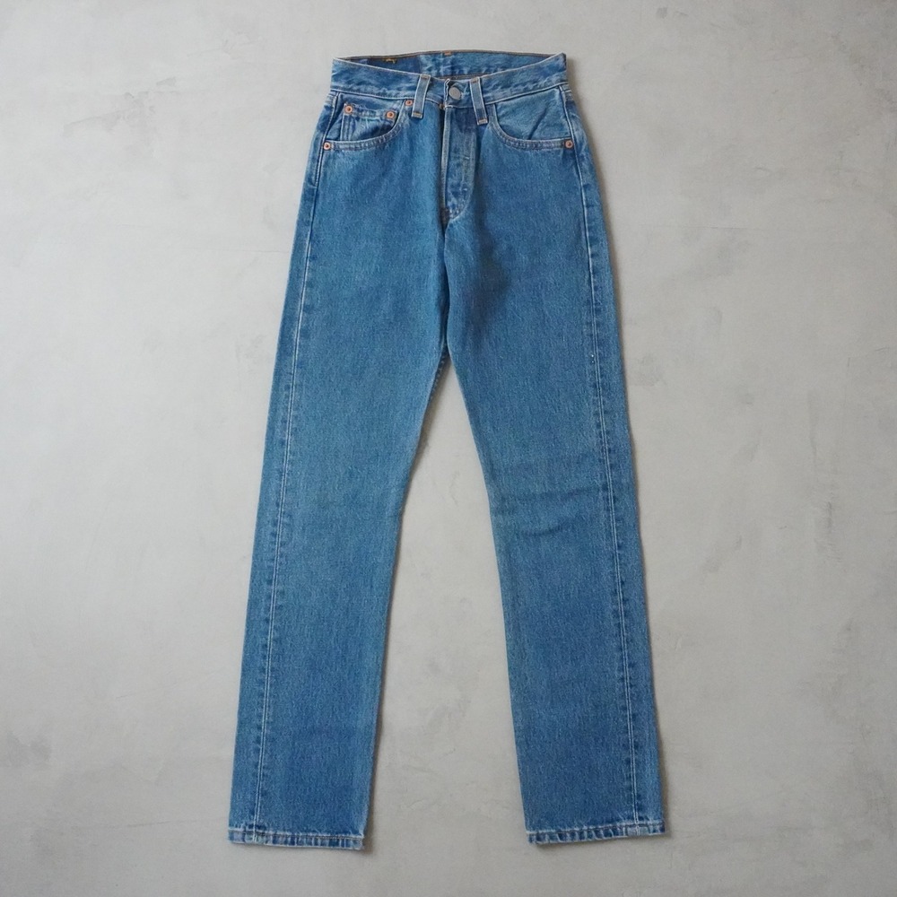 Vintage Levis 501 Jeans W24 L30 Womens 90s Blue Straight Leg USA Made Button Fly